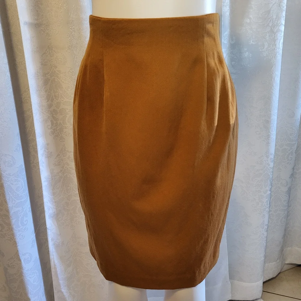 VTG Anthony Michael Women 100% Wool Career Pencil Midi Skirt, Size 8, Yellow